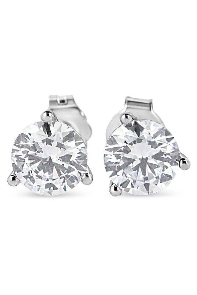 3-Prong Martini Set Round-Cut Solitaire Lab Grown Diamond Screwback Earrings